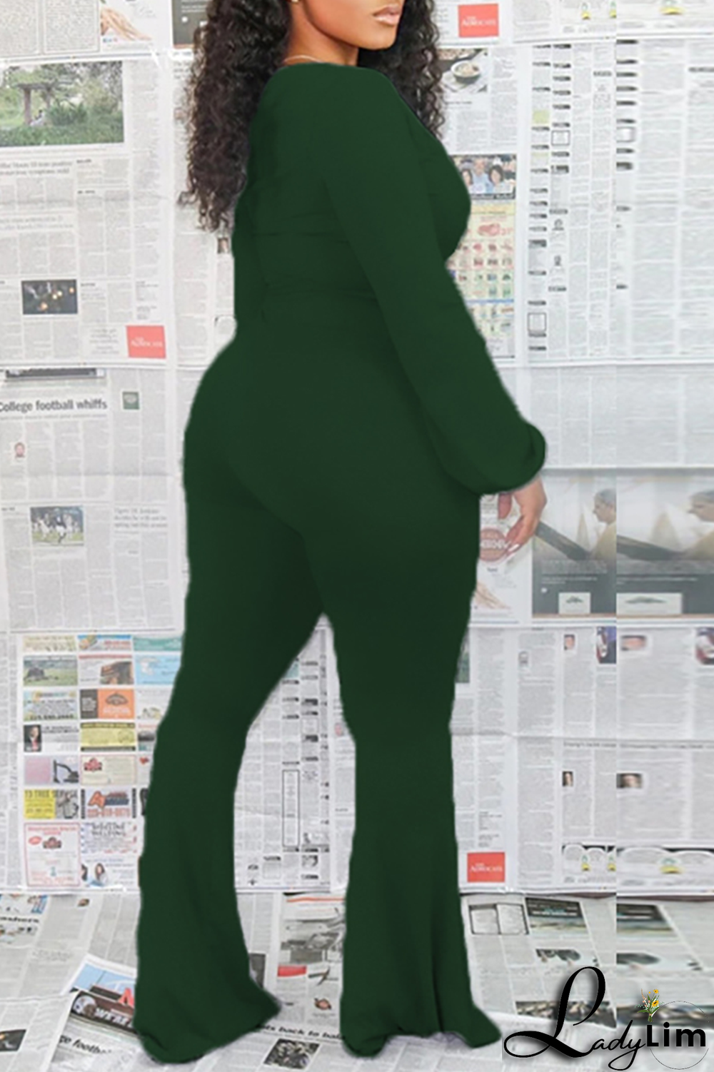 Army Green Casual Print Patchwork V Neck Skinny Jumpsuits