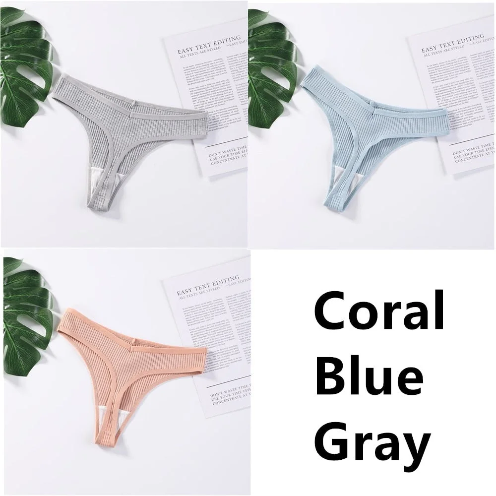 3Pcs/Set Panties G-String Ladies Sexy Panties Ladies Ladies Thong Underwear Low Waist Solid Comfortable Cotton Panties Lingerie