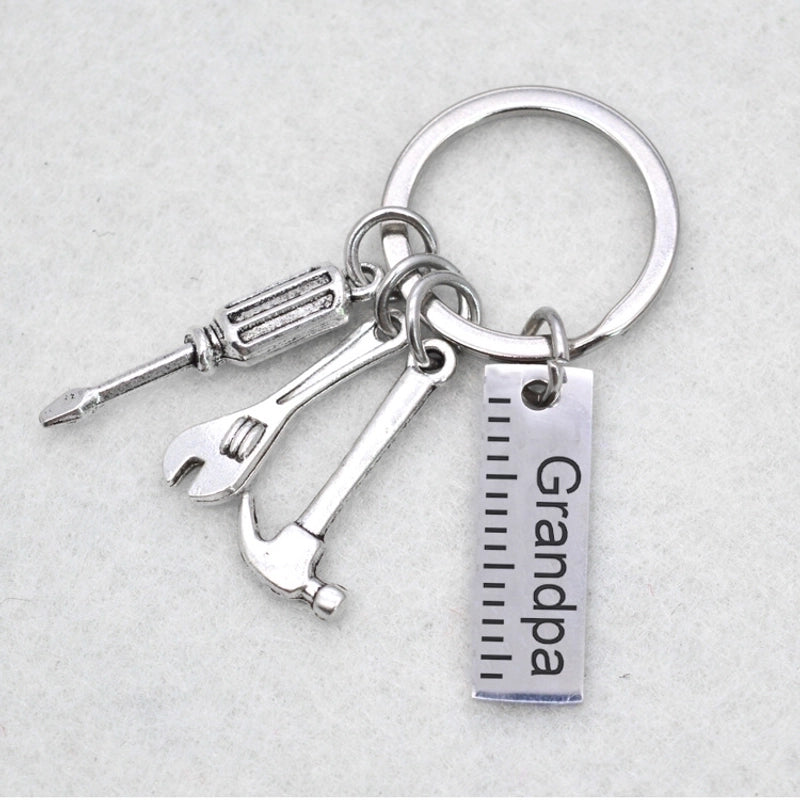 Father’s Day Gift Letter Grandpa Papa Dad Caliper Tool Stainless Steel Key Ring