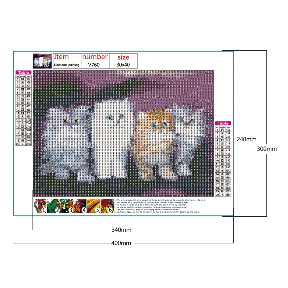 Diamond Painting - Full Round Drill - Cat Family(40*30cm)