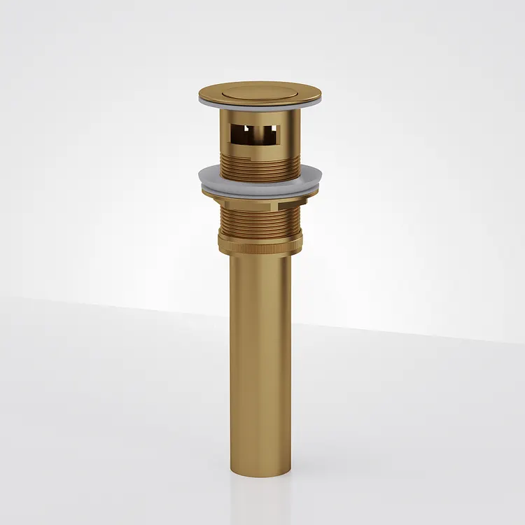 EVERSTEIN Push Button Bathroom Sink Drain with Overflow Brushed Gold 