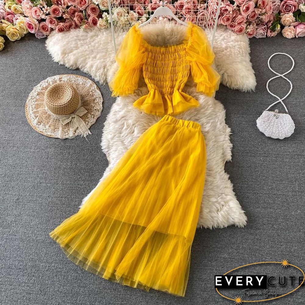 Mesh Chiffon Two-Piece Set P13426