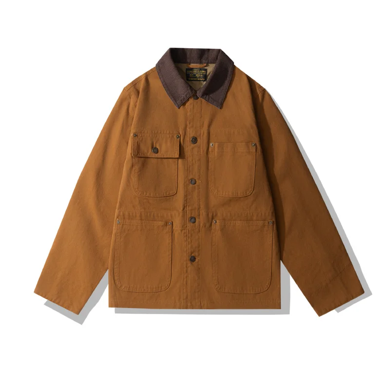 Men's Corduroy Canvas Jacket Jason Style Vintage WIP Thickend Warm Cotton Jacket