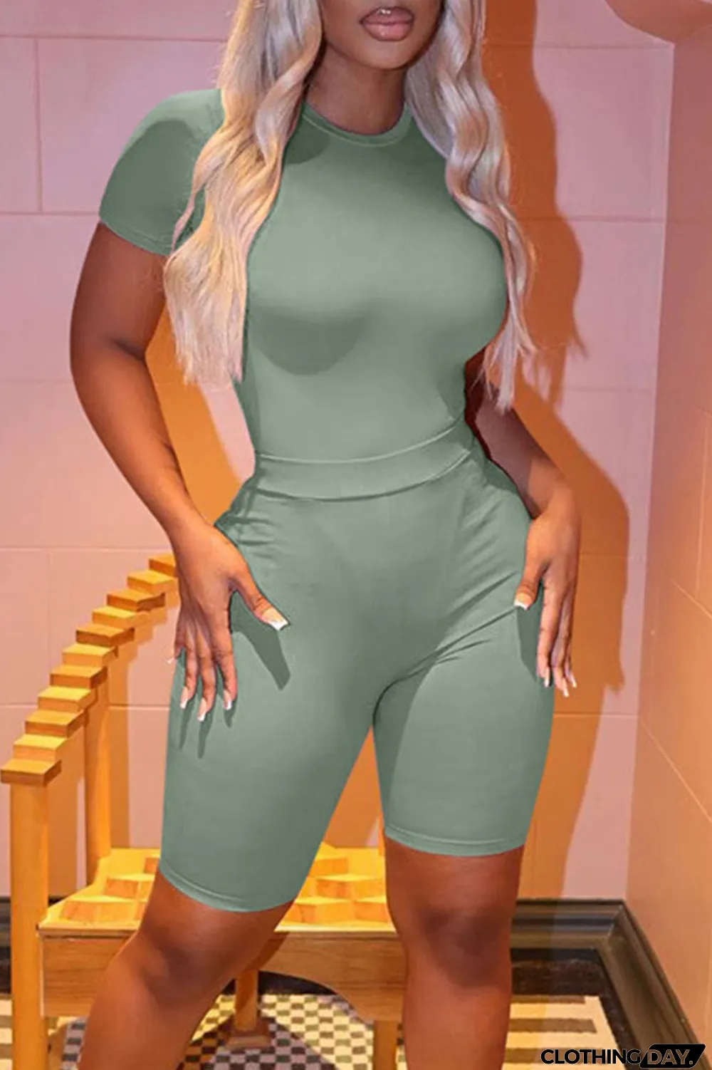 Black Casual Solid Patchwork O Neck Short Sleeve Two Pieces