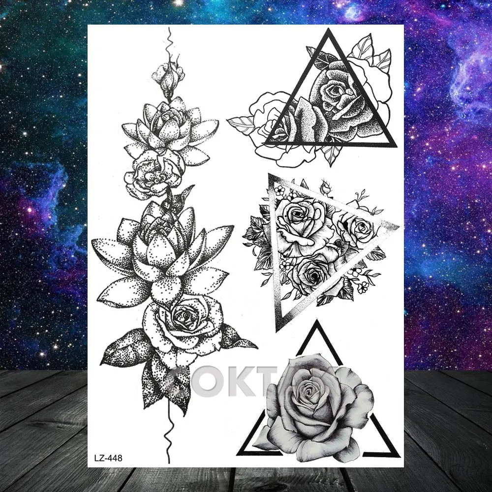 COKTAK Lavender Morning Glory Temporary Tattoos Sweet Peas Flower Body Art Arm Wrist Tatoos Waterproof DIY Fake Tattoo Stickers