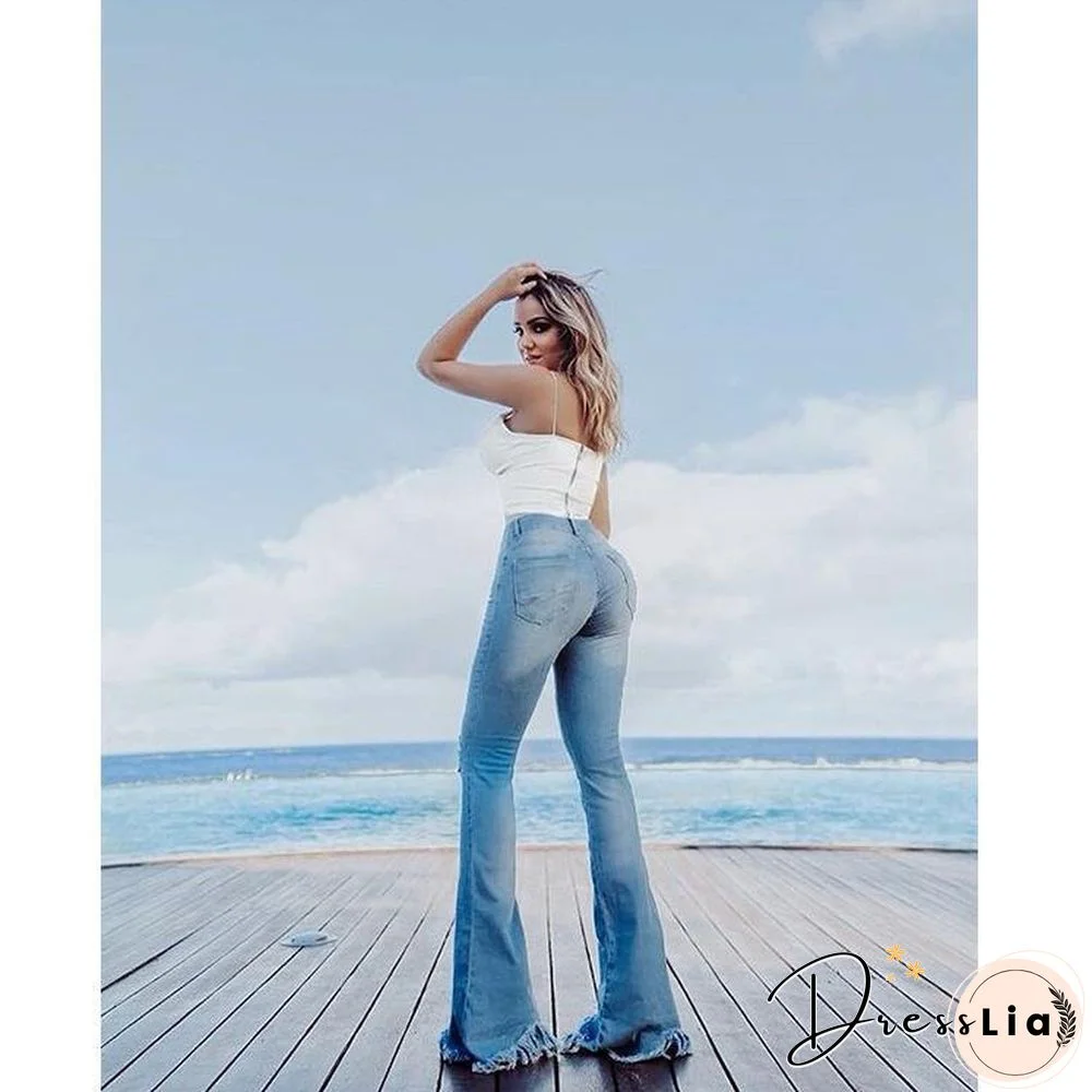 Fashion Slim Hole Flared Pants