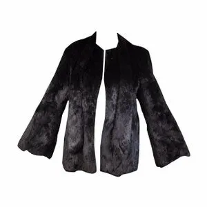 pornhint Pornhint Vintage Black Fur Jacket Rabbit