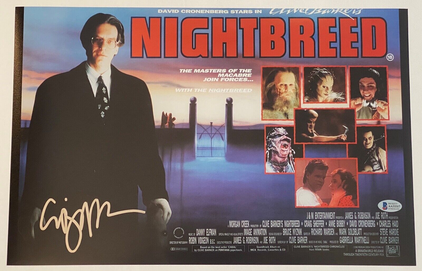 Clive Barker Signed Autographed Nightbreed 11x17 Movie Poster Photo Poster painting Beckett COA