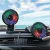 F404D USB Car Truck Fan Dual Head 3-Speed Dashboard Fan with LED Lights