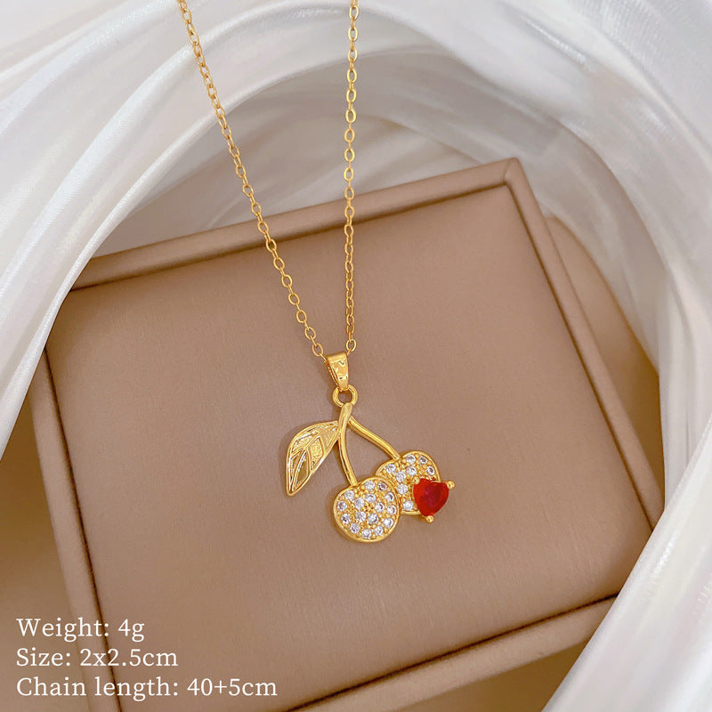 Copper Micro-Inlaid Necklace For Women Copper Micro-Inlaid Real Gold Electroplating Simple Ins Exquisite Clavicle Chain Neck Chain