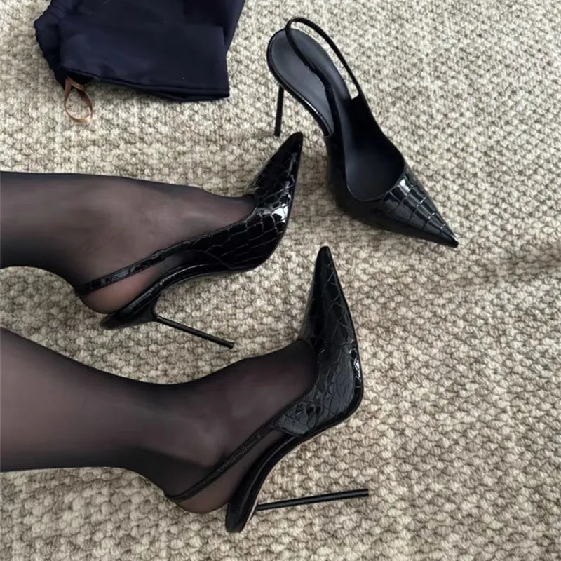 Breakj Breakj Crocodile Pattern Sexy Fine Heel Single Shoes 2025 New Female Sharp Head Light Black Beautiful Temperament High Heel Shoes