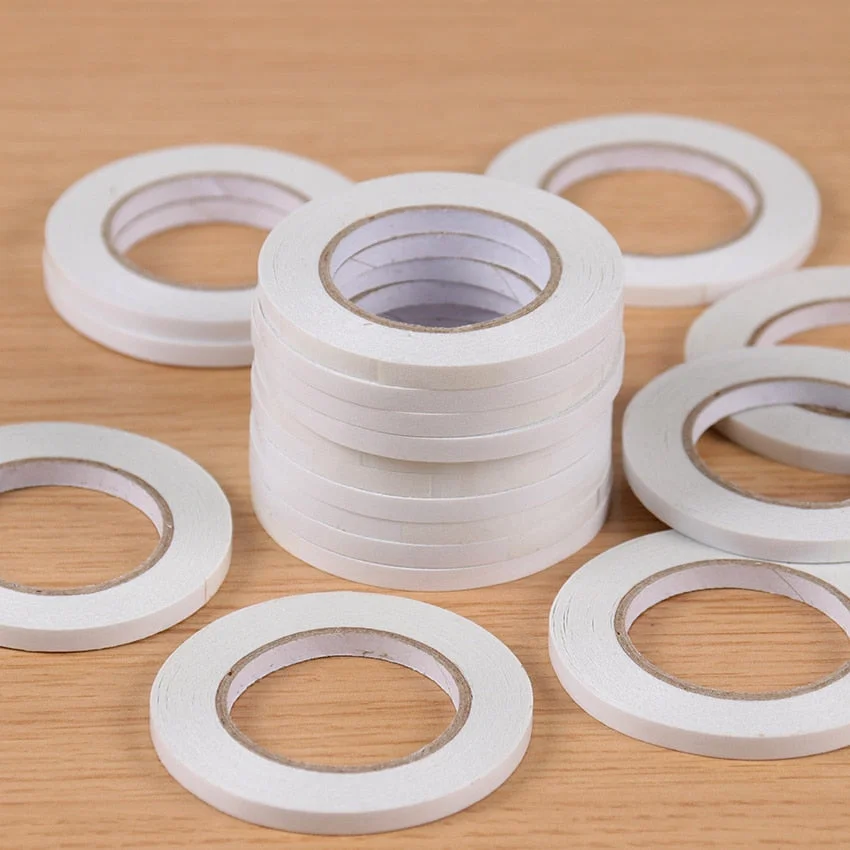 12M/1PC Super Slim Strong Adhesion Double Sided Sticky Tape White Powerful Two Sided Tape For Office Supplies