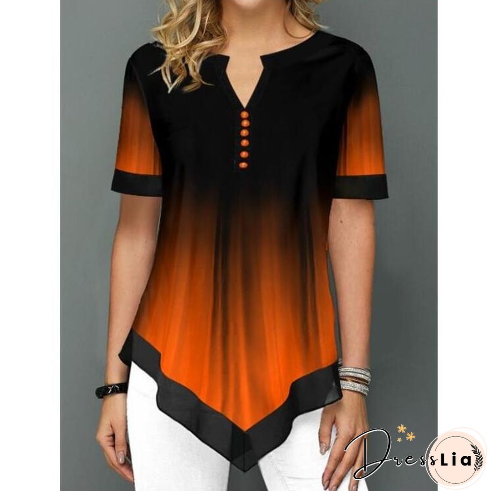 Shirt Blouse Fashion Large Size Tops Women Casual V Neck Shirt Ladies Loose Floral Print Tunic Shirt