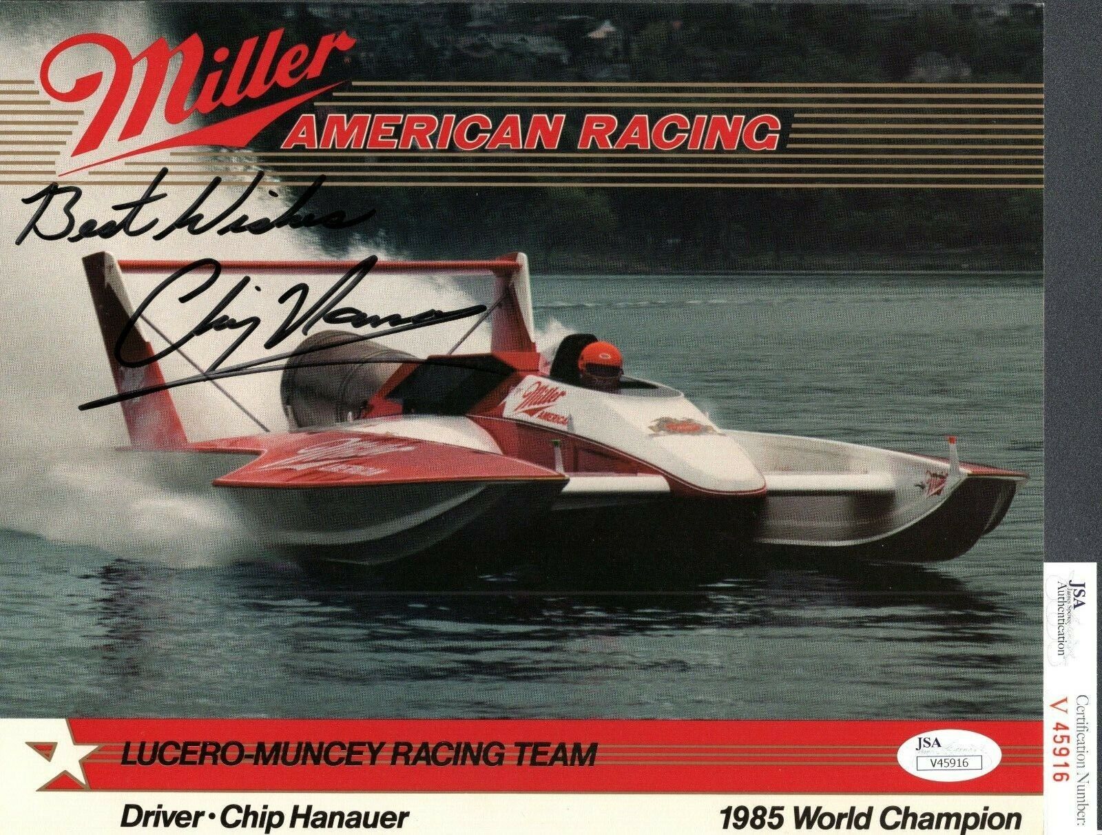 JSA Chip Hanauer Autographed Signed AUTO 8x10 Photo Poster painting Hydroplane Racing TRB 283