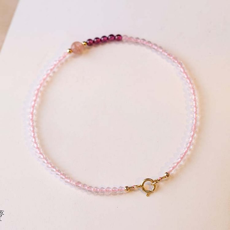 Pink Crystal Round Beads Bracelet - Modakawa Modakawa