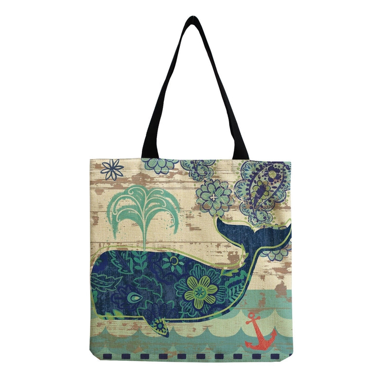 Women’s Medium Linen Animal Beach Square Open Shopping Bags