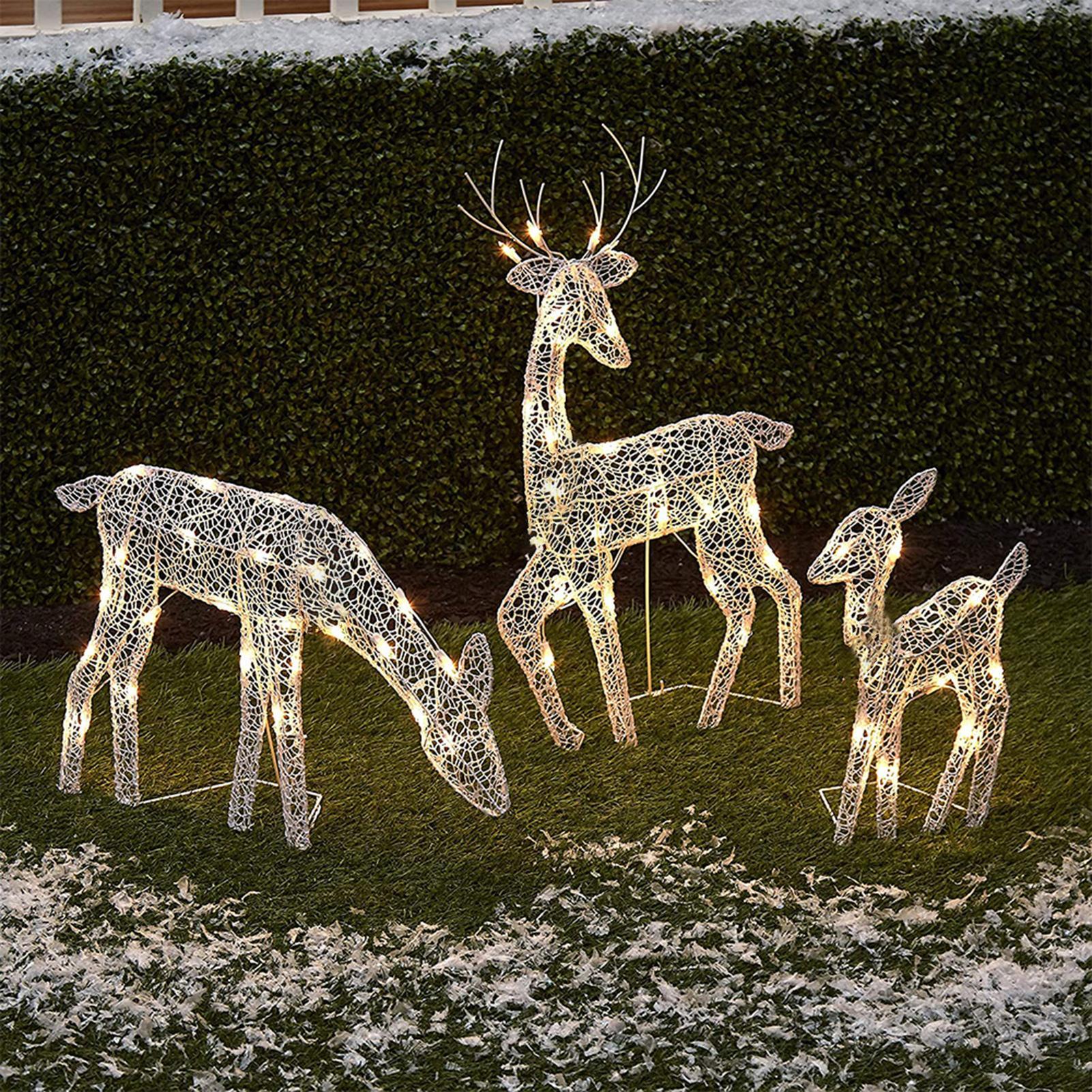 Tegooe Lighted Mesh Reindeer Christmas Yard Decor - Weatherproof LED Outdoor Display