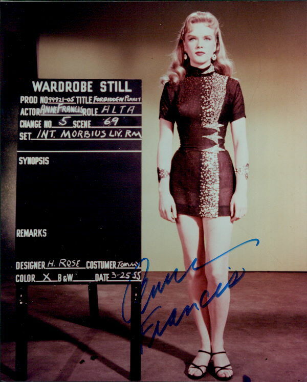 Anne Francis (Forbidden Planet) signed 8x10 Photo Poster painting