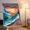 Framed Love Beach-Paint By Numbers Acrylic Painting 30*40Cm With Color Box 5Ml（18Colors）