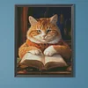 Diamond Painting-DIY Full Round Drill Reading Cat(50*40CM)