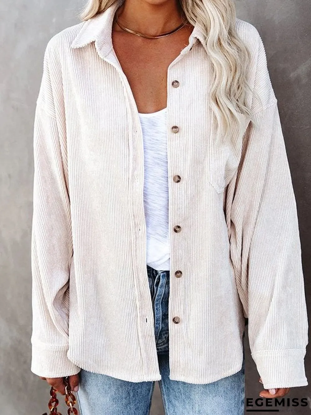 casual corduroy plain shift shirts & tops | EGEMISS