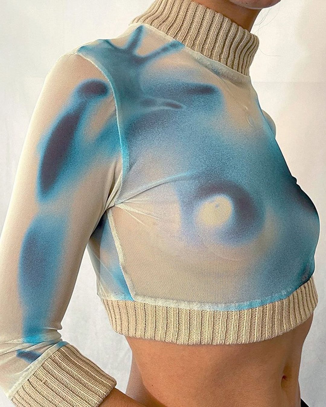 Fashionv-Splash-ink Design Mid Stretch Spring Breathable Polyester Tees