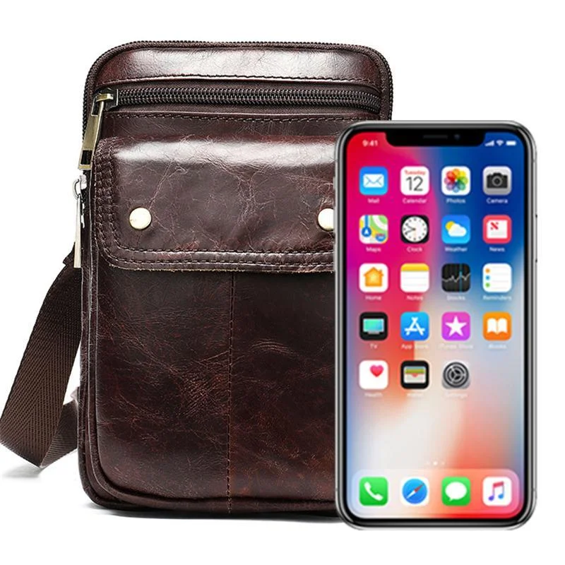 Leather Casual Solid Color Retro Crossbody Bag Shoulder Bag For Men