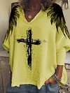 Holy Cross Angel Wings Print T-shirt by Inlyline
