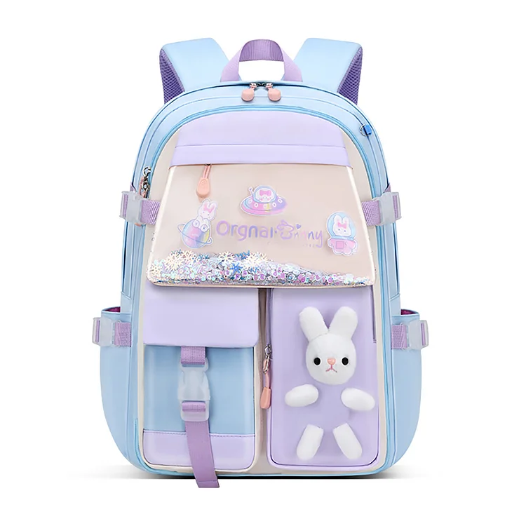Sanmadrola Kids Backpacks for Girls Bunny Elementary School Backpack Cute Preschool Girls Backpack Laptop Bag Kindergarten School Bookbag