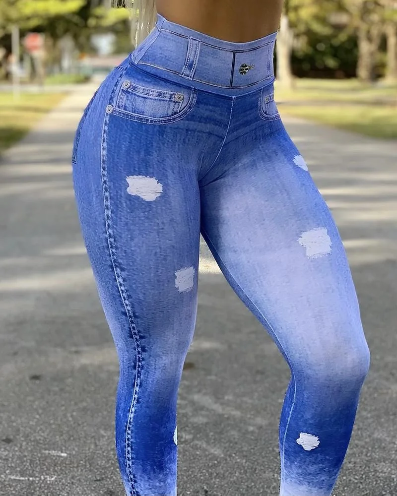 High Waist Cutout Ripped Active Pants