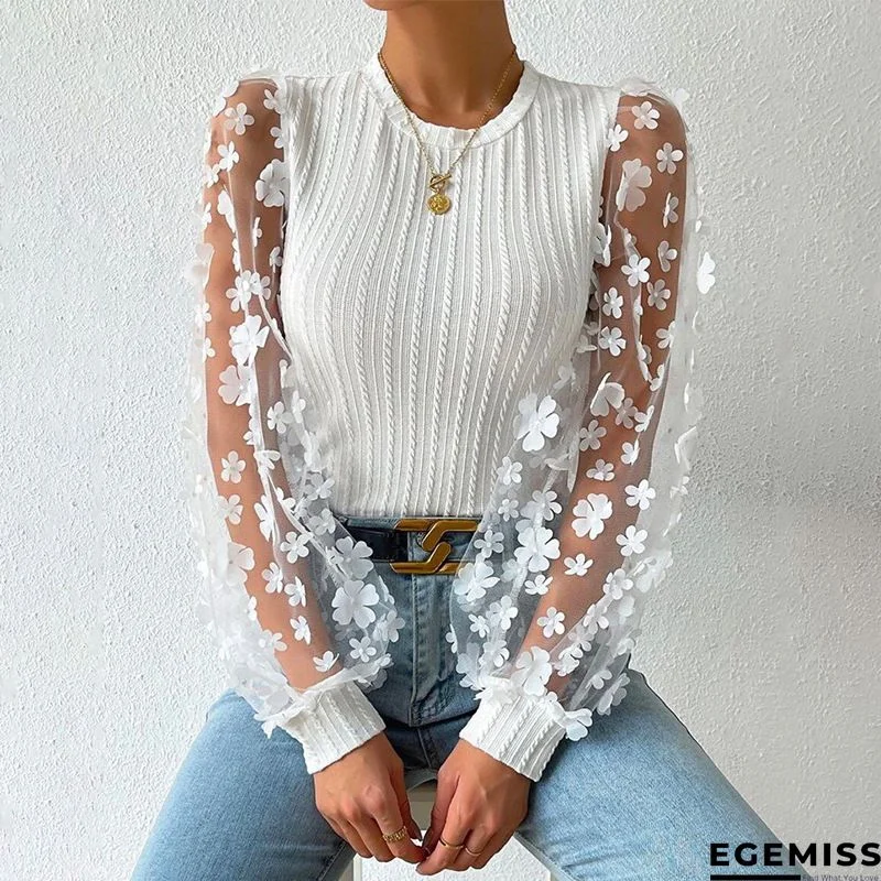 White Fashion Sexy Stitching Shirt Top | EGEMISS