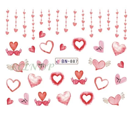 Nail sticker art decoration slider love heart adhesive design Water decals manicure lacquer accessoires polish foil