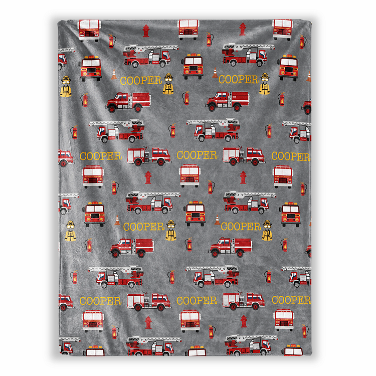 BlanketCute-Personalized Lovely Kid Fire Truck Blanket with Your Kid's Name | 06