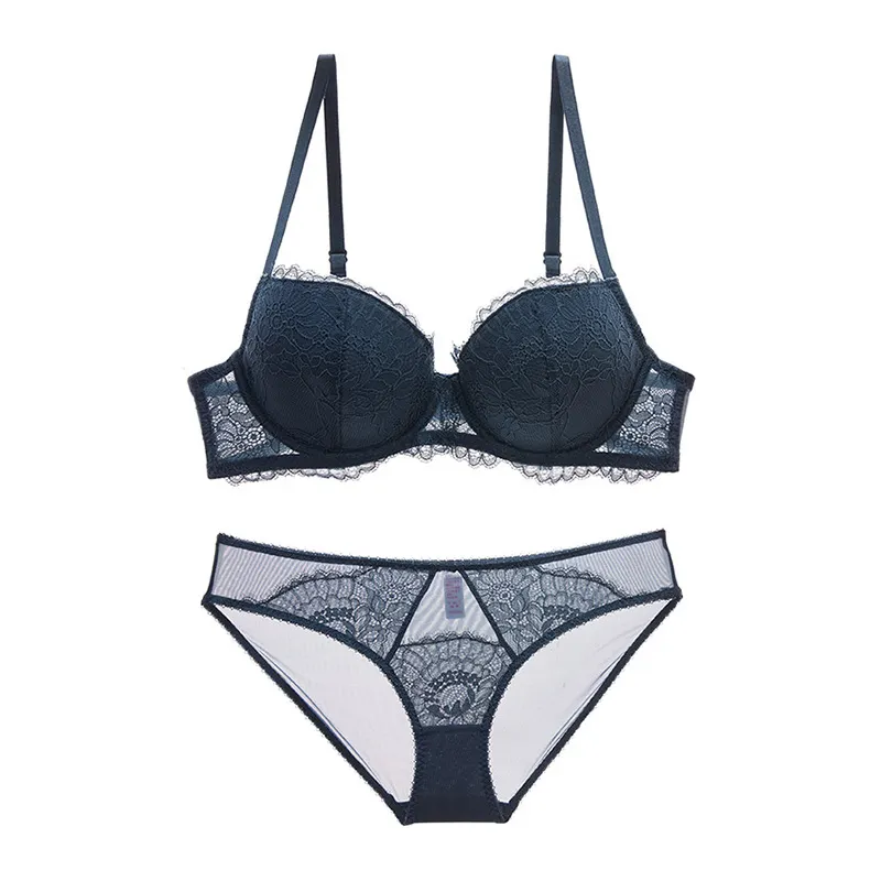 Churchf Eyelashes Thin Underwear Sexy Poly Steel Ring Lace Girl Big Breast Large Size Thin Bra Set