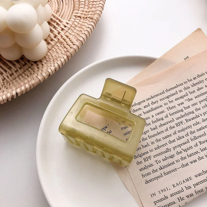 Simple Square Geometric Frosted Hair Claws Clamps Acetate Hairpins Women Hollow Out Ponytail Clips Makeup Styling Tools Headwear