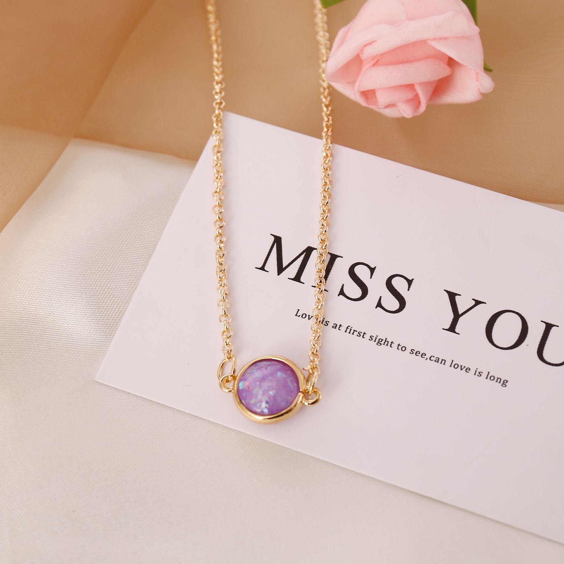 Women Leaf Alloy Gem Inlay Necklaces
