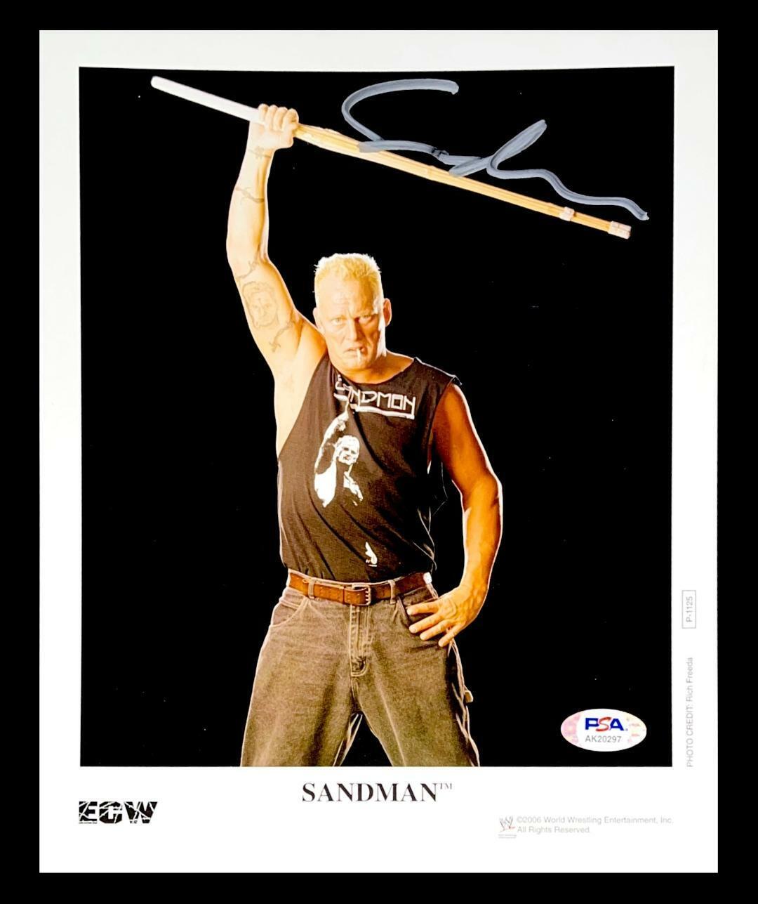 WWE SANDMAN P-1125 HAND SIGNED AUTOGRAPHED 8X10 PROMO Photo Poster painting WITH PSA DNA COA