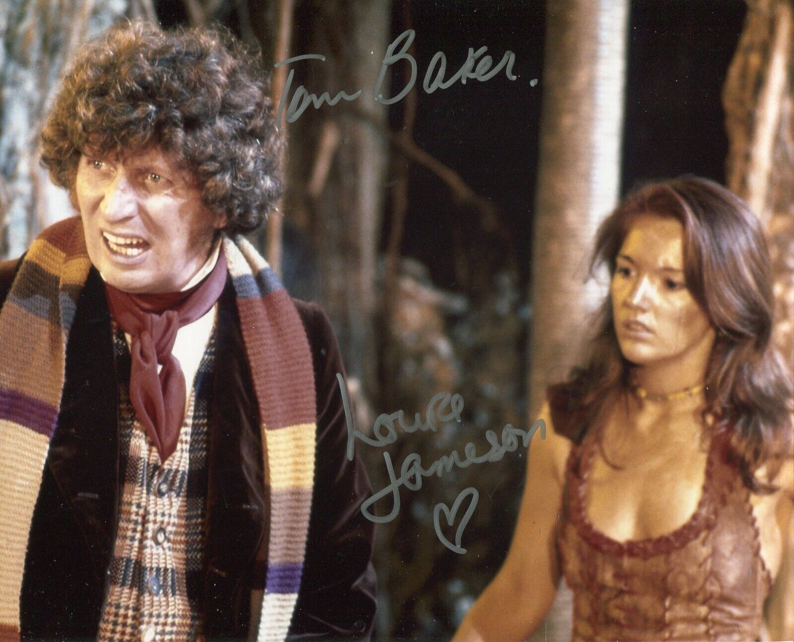 Tom Baker and Louise Jameson signed Doctor Who 8x10 Photo Poster painting IMAGE 10b UACC DEALER