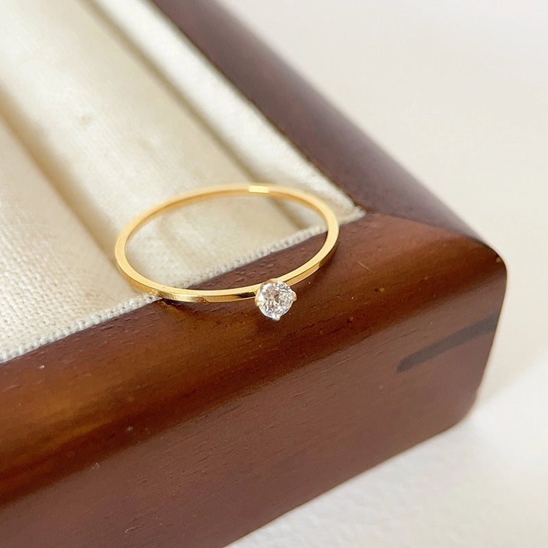 Minimalist Solid Color Titanium Steel Zircon Rings In Bulk