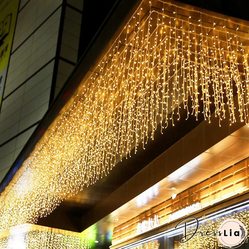 5M Christmas LED Curtain Icicle String Lights Droop 0.4-0.6m AC 110V/220V Garden Street Outdoor Decorative Holiday Light