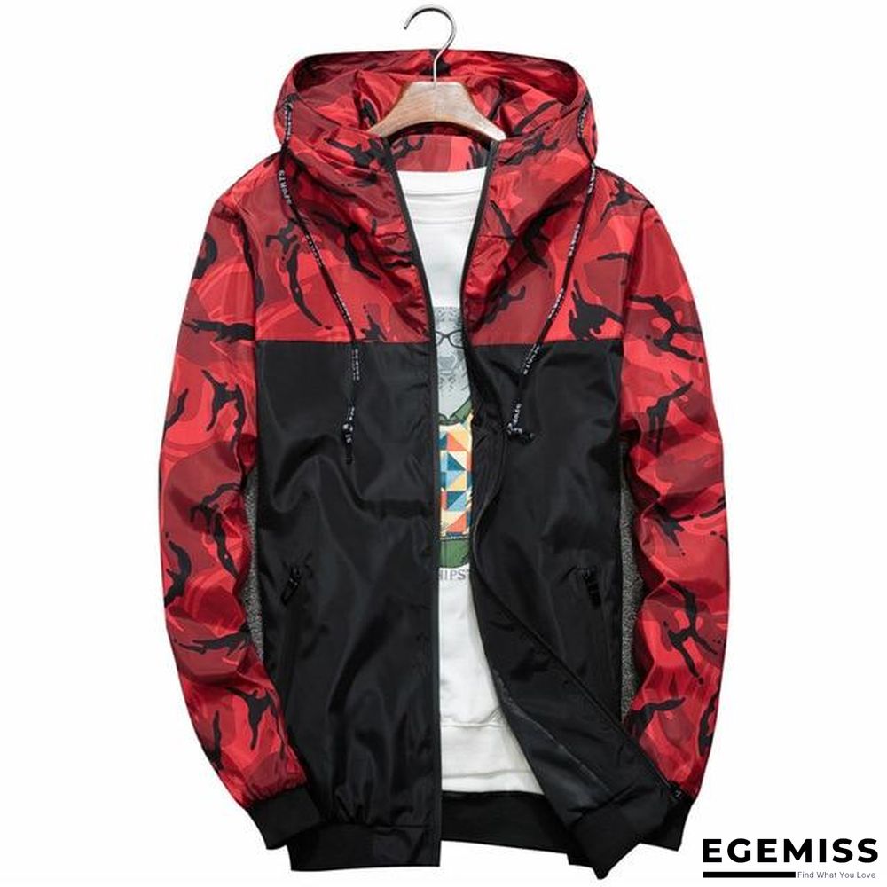 Men's Camouflage Military Casual Zipper Windbreaker Jackets Hooded Coats | EGEMISS