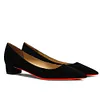 30mm/1.2 Inch Suede Low Heel Red Bottom Pointed Toe Wedding Walking Shoes