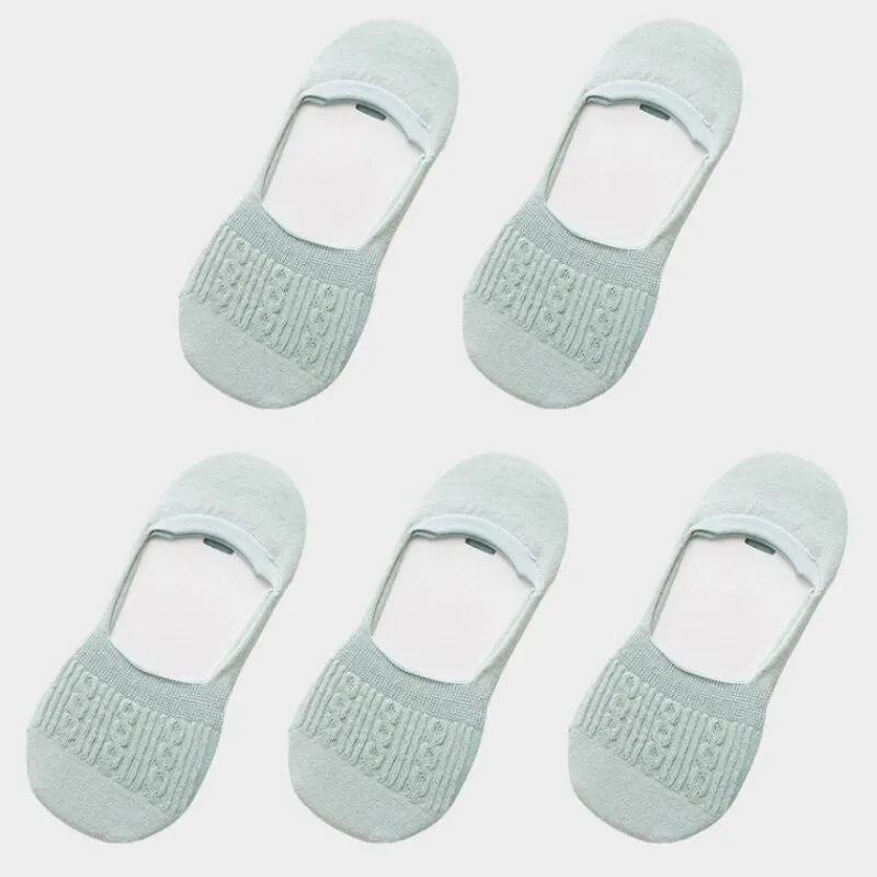 Candy Color Invisible Non-slip Low Cut Socks Fashion Women Casual Cotton Breathable Ankle Boat Socks 5Pairs