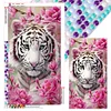Wei&szlig;er Tiger und Blumen - Rundbohrer Diamantmalerei - 40*70cm (gro&szlig;e Gr&ouml;&szlig;e)