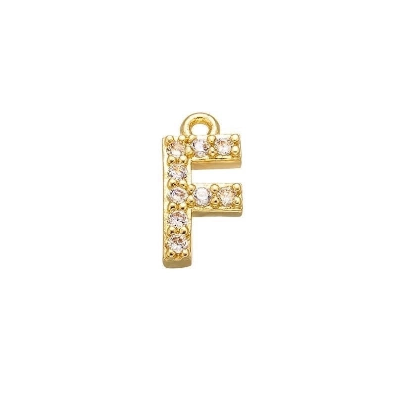 1 Piece 925 Sterling Silver Zircon 22K Gold Plated Rhodium Plated Letter Pendant Charms