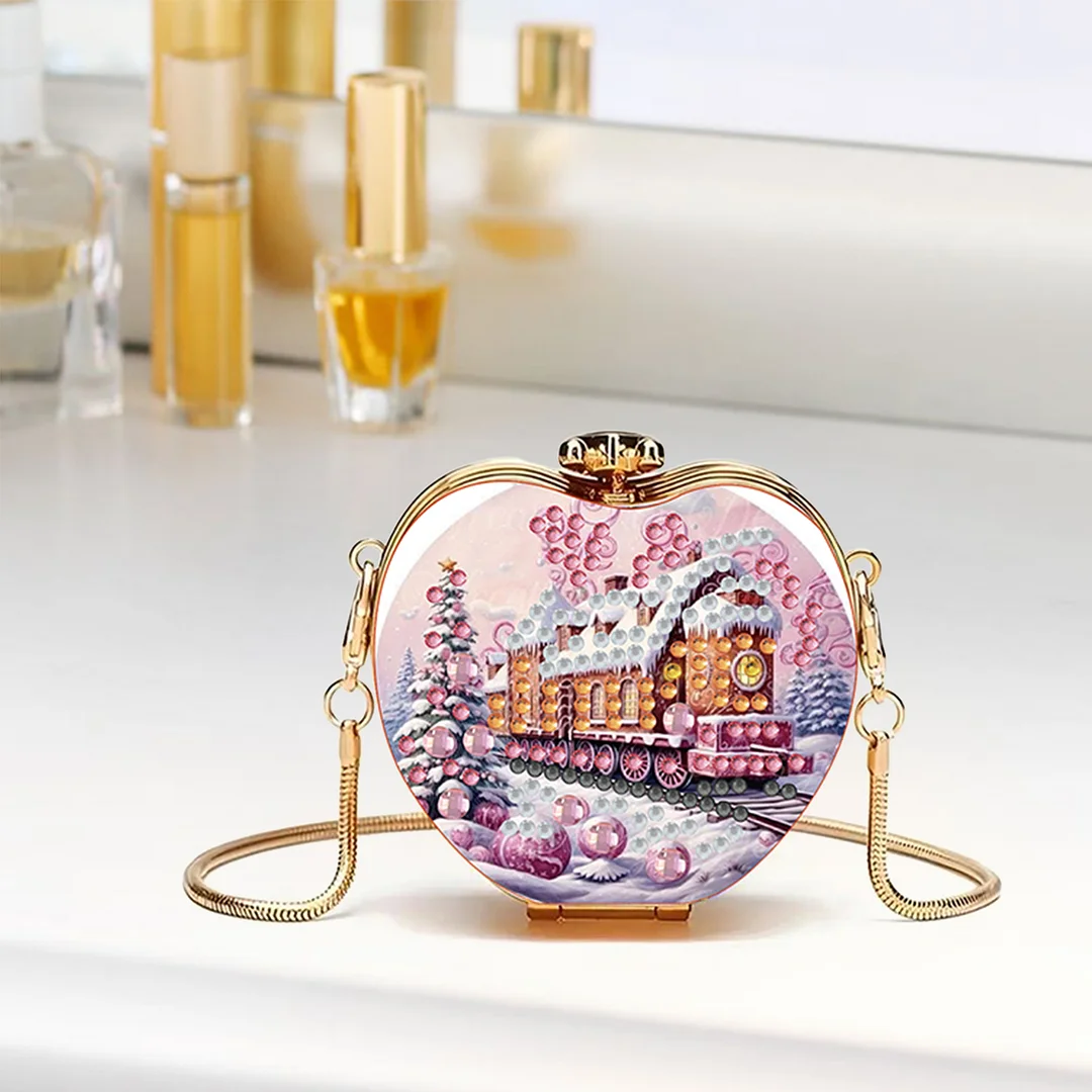 Train DIY Acrylic Love Art Diamond Painting Coin Purse with Chain for Women Girl