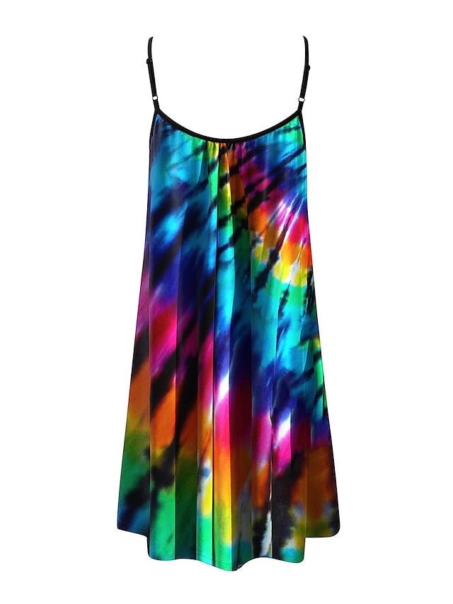 Mini Print Fashion Modern Geometric Spaghetti straps Dress Wear Womens Summer Spring