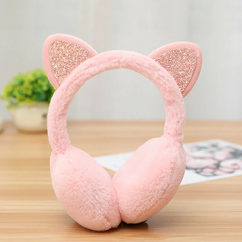 Girl Winter Cat Ear Earmuffs Fur Warm Women Ear Protect Cute Faux Soft Fluffy Ladies Earcap