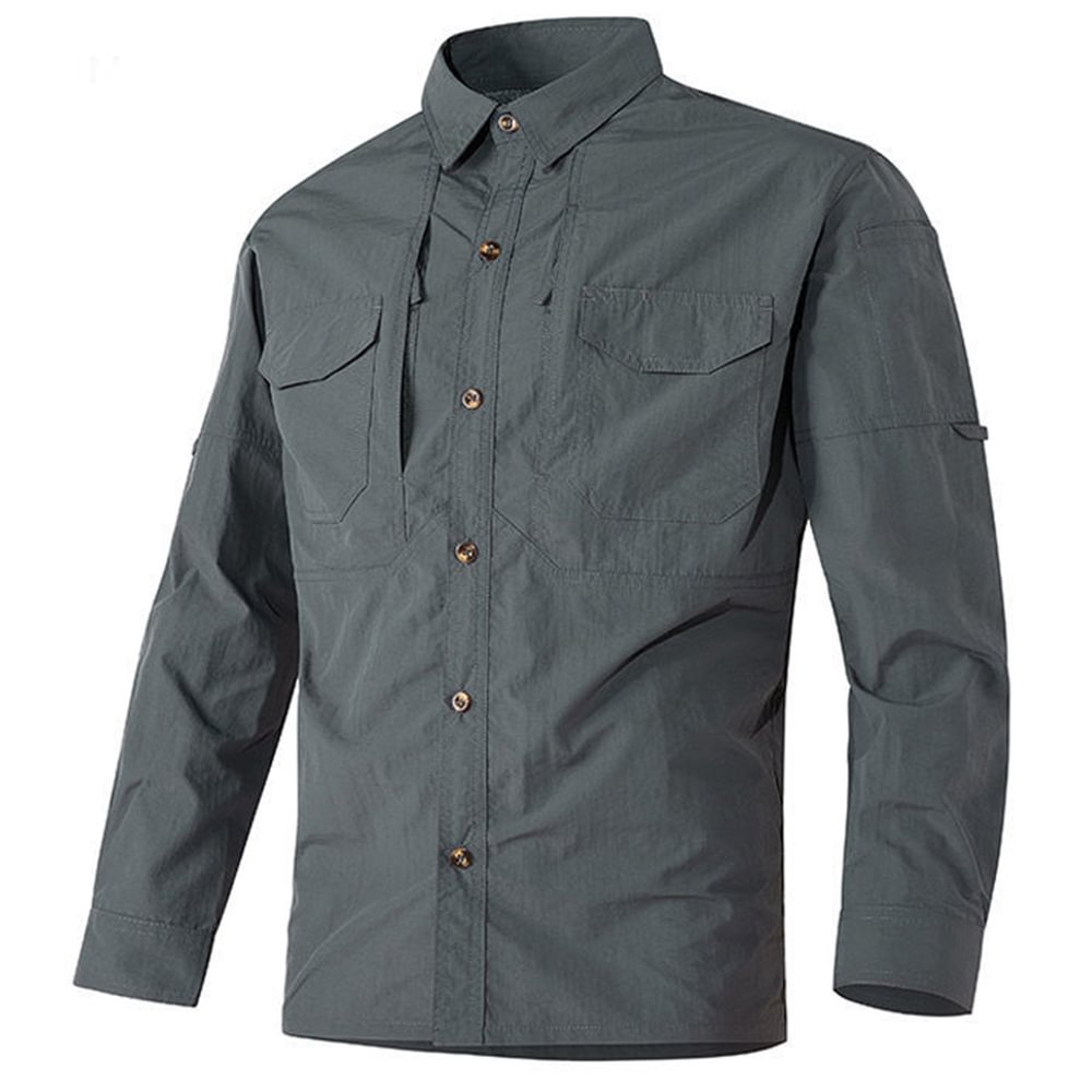 Men's Outdoor Tactical Cargo Pocket Long Sleeve Shirt
