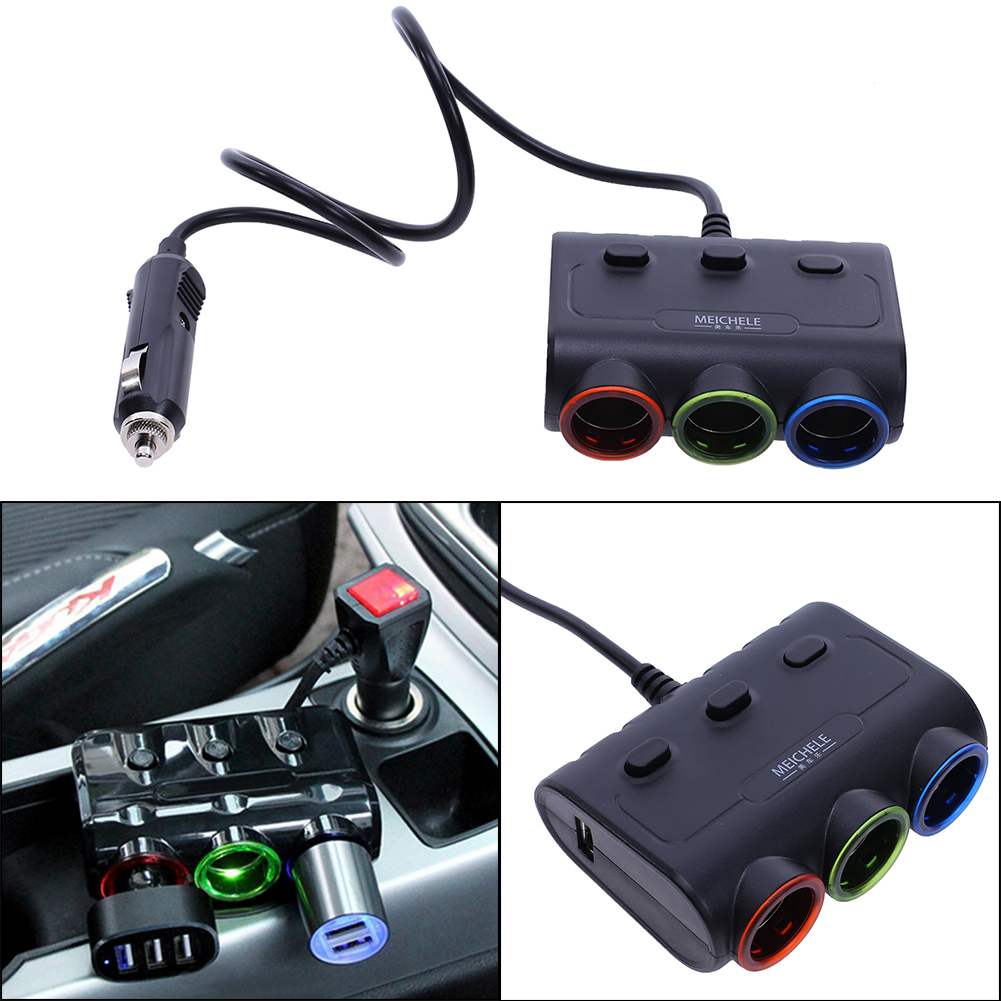 

Car Cigarette Lighter With A Three Car Charger With Dual Usb Socket, 黑色, 501 Original